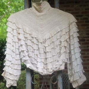 Antique White Lace Victorian Blouse Extra Small